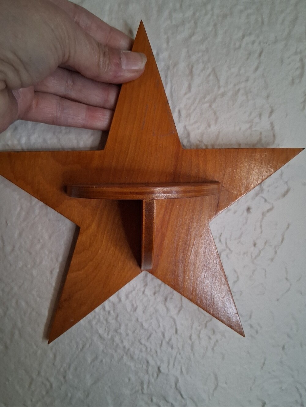 Handcrafted Small Star Wall Shelf in Warm Brown - Rustic Home Accent 8"